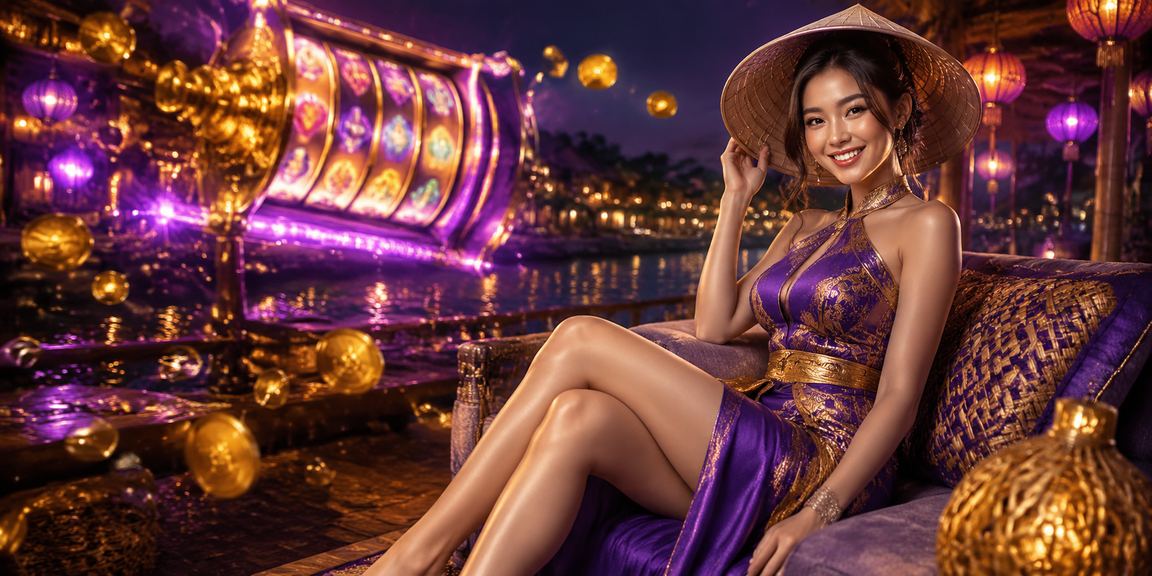 Khung cảnh Hội An buổi tối với người dùng thưởng thức giải trí thể thao trực tuyến qua điện thoại